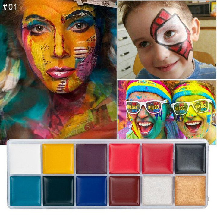 12 Colors Face Body Paint Oil Face Painting Kits Professional Painting Halloween Party Fancy Make Up for Adults and Kids - MRSLM