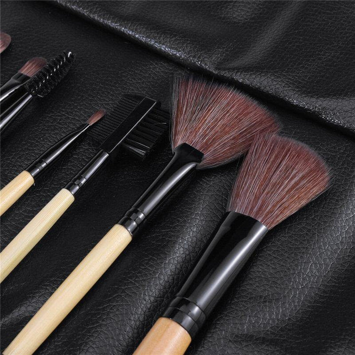 12pcs Makeup Brush Set Cosmetics Makeup Brush Kit With Leather Case Foundation Eyeliner Blending Concealer Mascara Eyeshadow Face Powder - MRSLM
