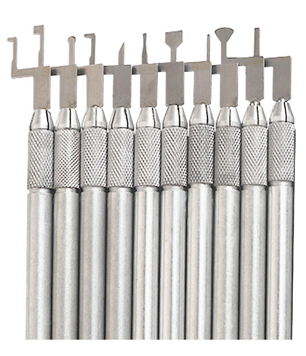 10pcs Professional Carving Chisel Knife Hand Tool Set Dental Lab Stainless Steel Wax Carving Tool - MRSLM
