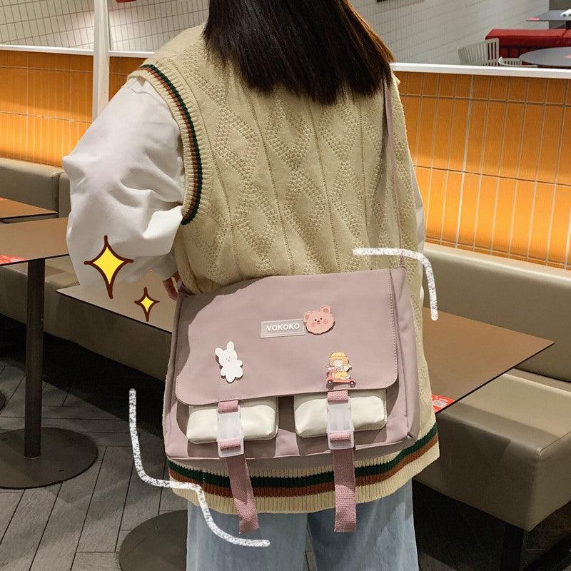 Shoulder Bag Messenger Simple Girl Japanese Japanese And Korean Canvas Bag - MRSLM