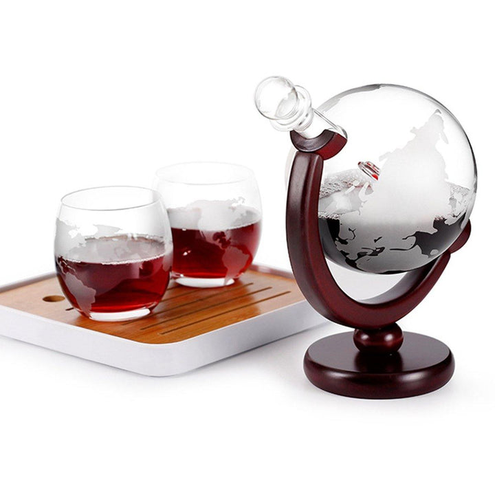 Elegant 850mL World Globe Decanter Alcohol Liquid Glasses Crystal White Glass Earth Cups - MRSLM