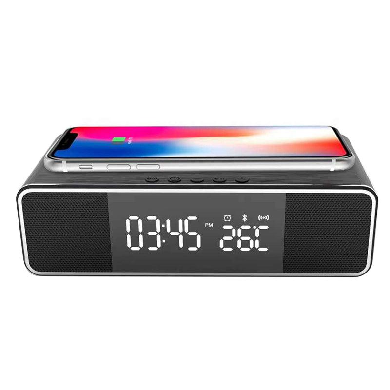 Wireless bluetooth Alarm Clock Phone Charger FM Radio Table Digital Thermometer With Alarm Clock Display Desktop Clock for Home Decor - MRSLM