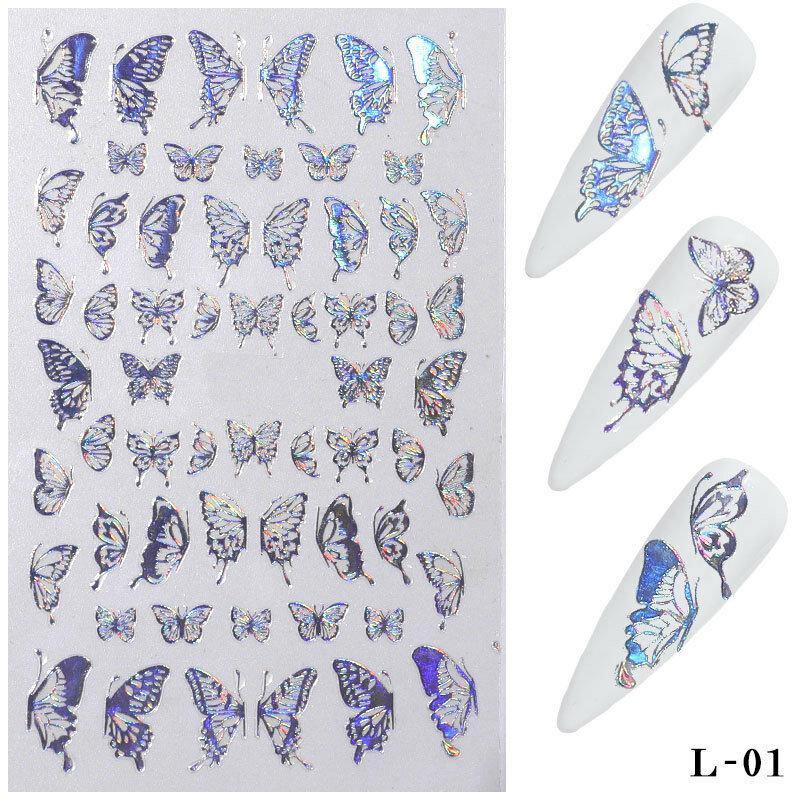 3D Holographic Nail Art Stickers Colorful DIY Butterfly Nail Transfer Decals - MRSLM