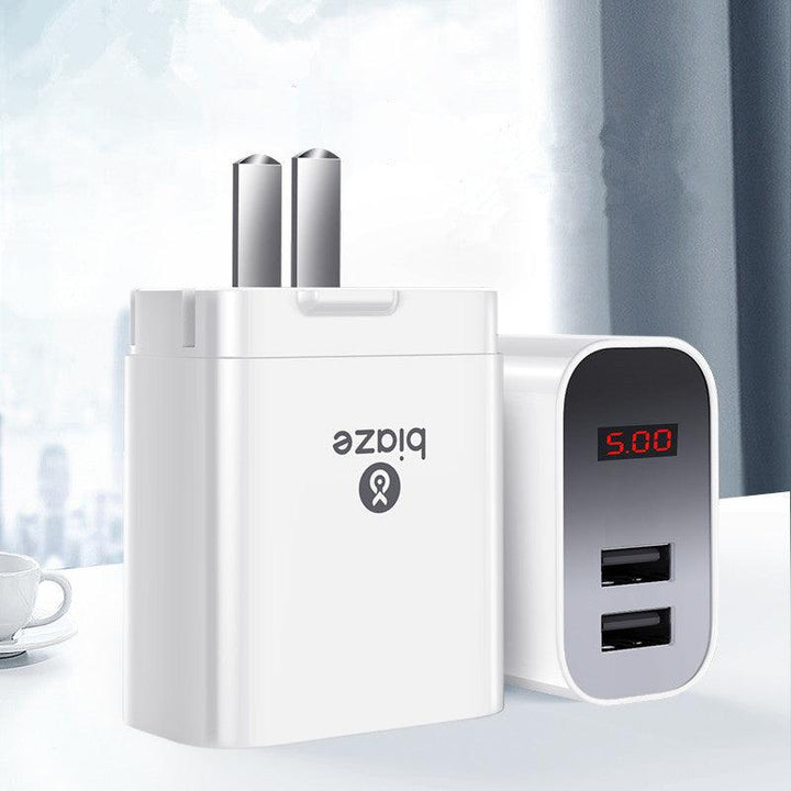 BIAZE DY033D 3.4A Dual USB Fold Charger Power Adapter with Intelligent Digital Display for Tablet Smartphone - MRSLM