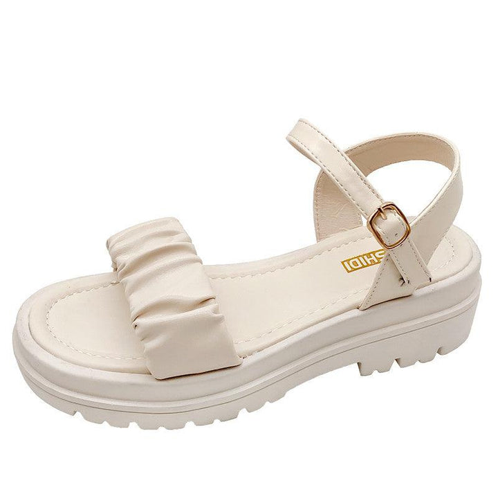 Women's Platform Sandals Summer Student Flat-bottomed French Roman Shoes - MRSLM