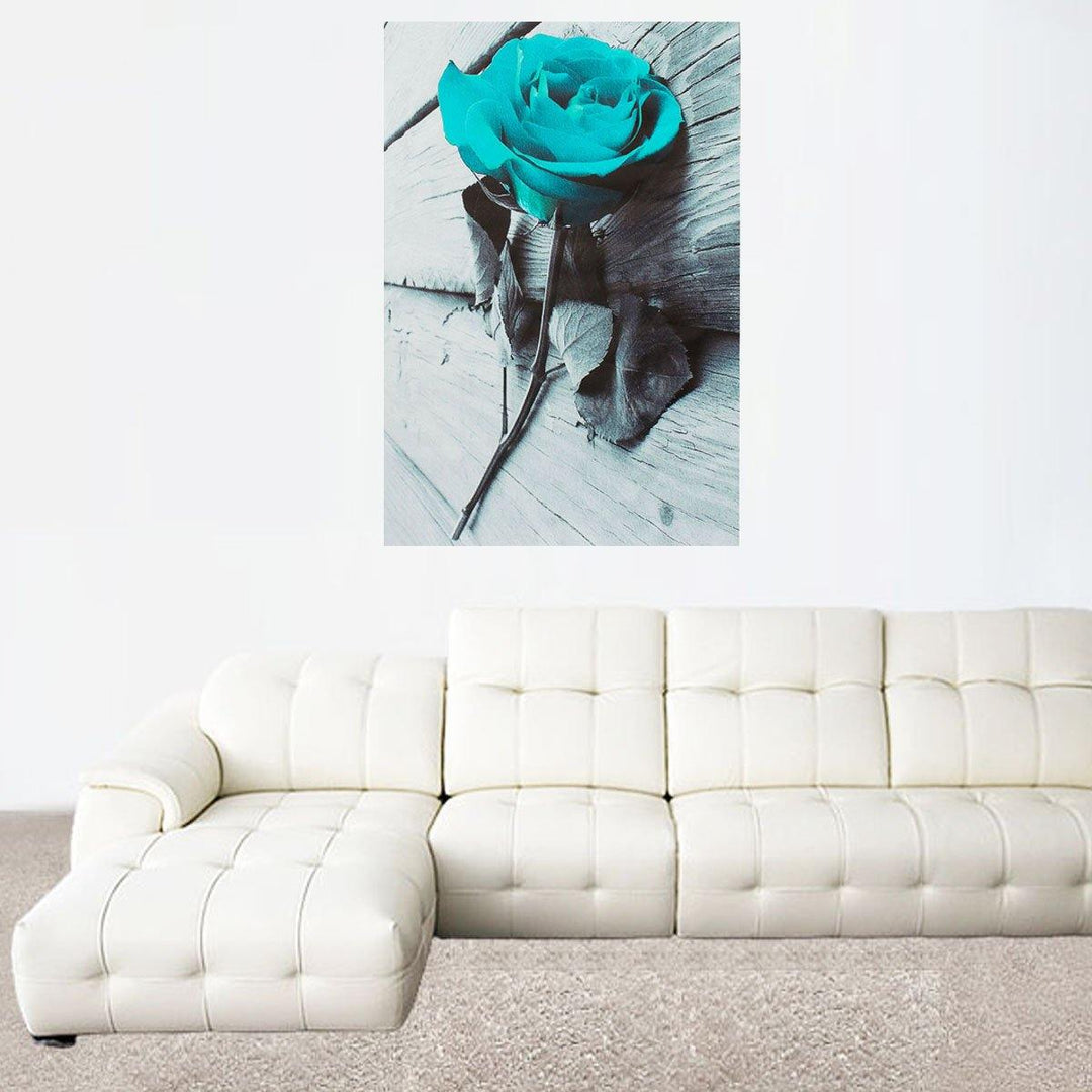 1 Piece Blue Rose Canvas Print Paintings Wall Decorative Print Art Pictures Frameless Wall Hanging Decorations for Home Office - MRSLM