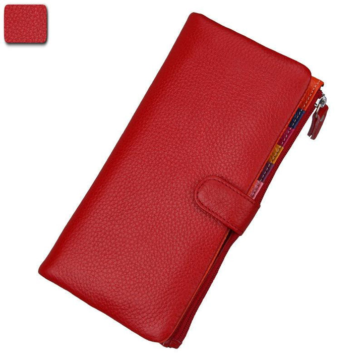 Ladies Long RFID Anti-Scan Wallet Top Layer Leather - MRSLM