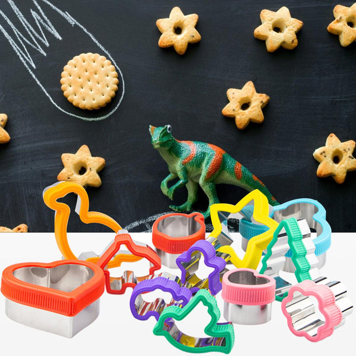 12Pcs Cookie Mould Tool Stainless Steel Irregular Shape Embossing Tool With Hand Protection Ring For Home Cookie Baking - MRSLM