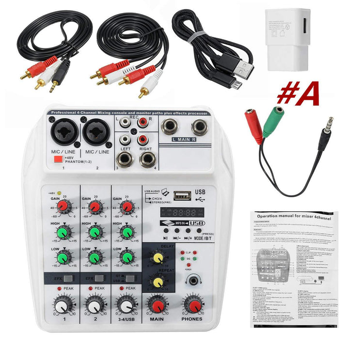 4 Channel Audio Mixer Bluetooth USB Stereo Studio Sound Mixing Console Digital - MRSLM