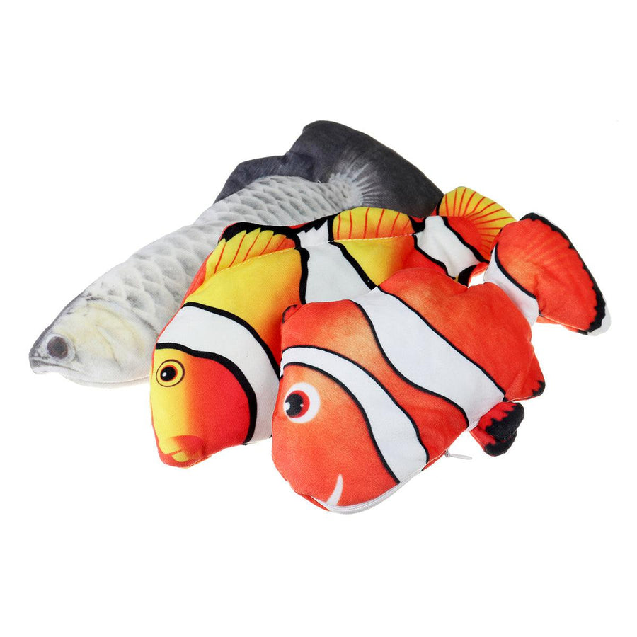 Electric Fish Toy Soft Realistic 3D USB Charged Red/Yellow/Silver Fish Toy Cat Playing Accessories For Home Garden - MRSLM