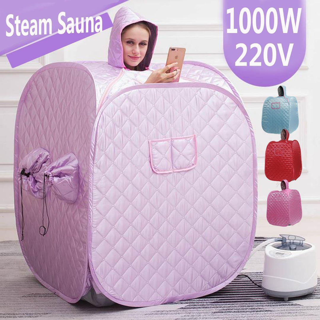 220V 1000W Steam Sauna Steaming Room for Dual User Intelligent Remote Control Collapsible with Steaming Machine Chair Storage Bag - MRSLM
