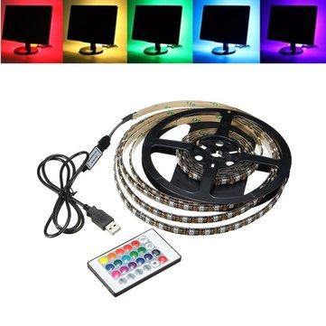 1M 2M 3M 4M Waterproof 5050 RGB LED USB Strip Light TV Backlilghting Kit + 24Key Remote - MRSLM