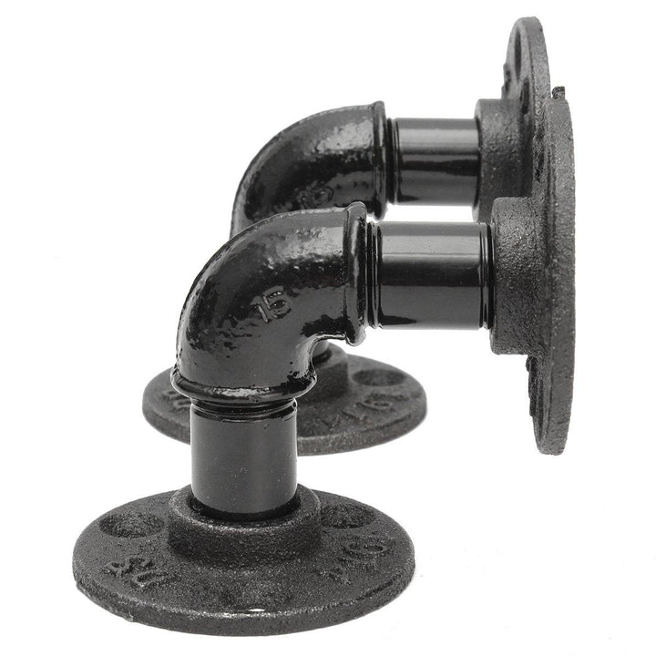 2Pcs Vintage Country Style Pipe Shelf Bracket Stand Holder for Industrial Steampunk DIY Home Decor - MRSLM
