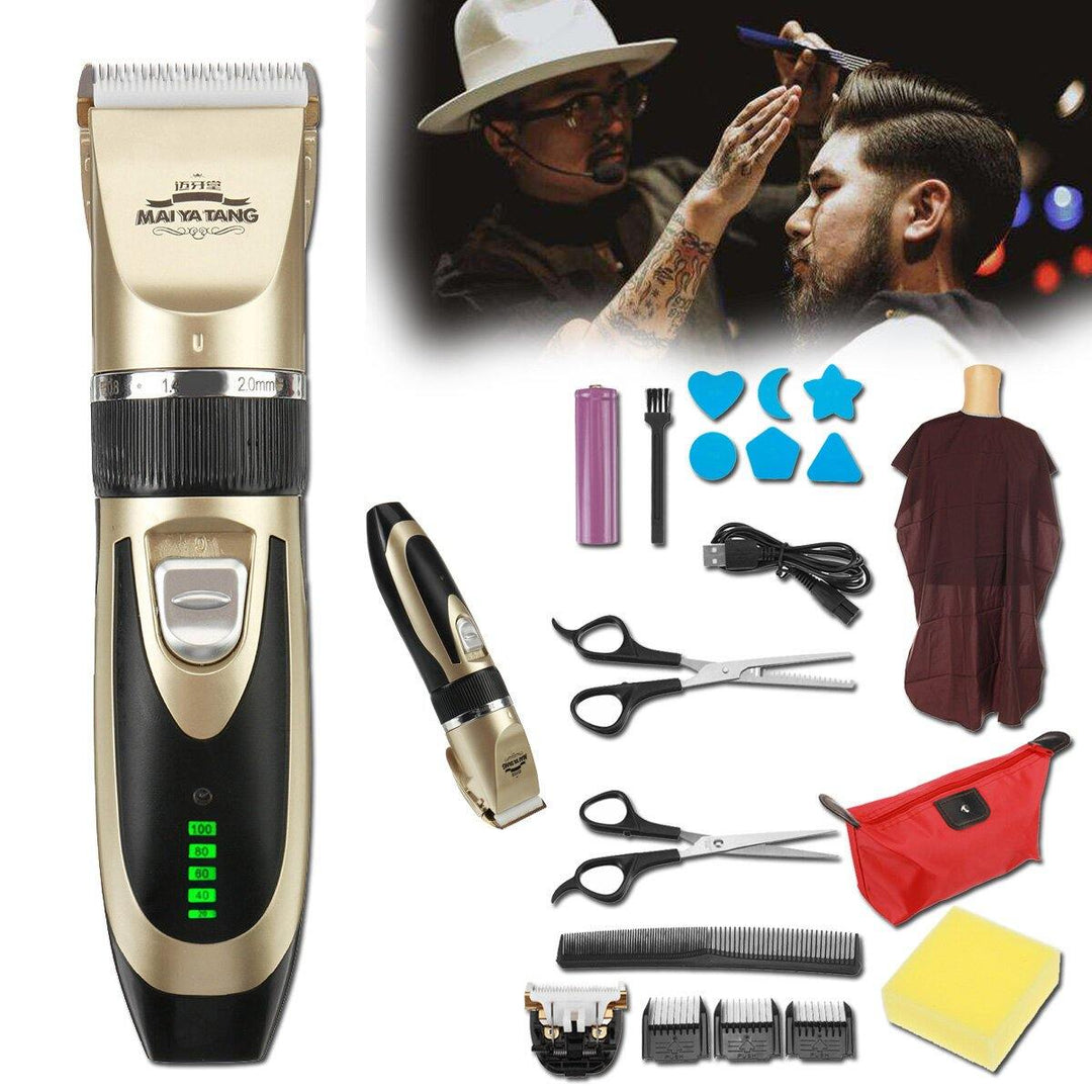 20Pcs Men Electric Hair Clipper Trimmer Cordless Barber Shaver Beard Haircut Kit - MRSLM