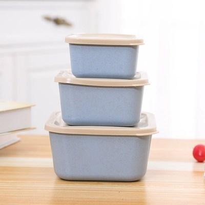 Wheat Straw 3 In 1 Fresh-keeping Box Environmental Protection Students Bento Lunch Box - MRSLM