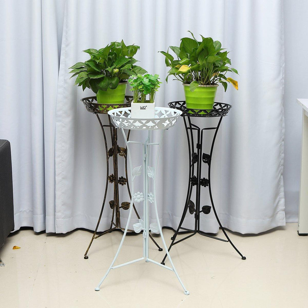 Metal Plant Stand Garden Decorations Flower Pot Shelves Outdoor Indoor Wedding Display (Black) - MRSLM