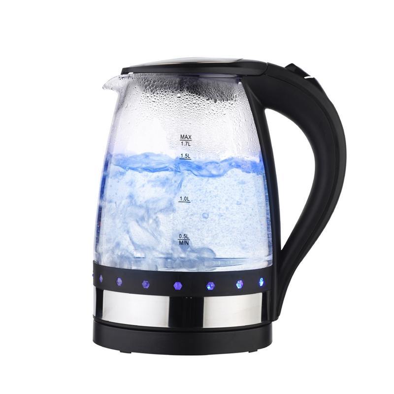 Ultra Cordless Electric Kettle Fast Boiling Glass Tea Pot 1.7L 1850W With LED Light Inside Glass Fast Boiling Auto Shutoff Boil-Dry Protection - MRSLM
