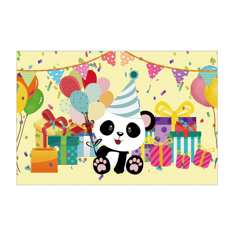 Canvas Photography Backdrop Panda Happy Birthday Party Theme Photography Tapestry For StudioPhotography Home Decoration - MRSLM
