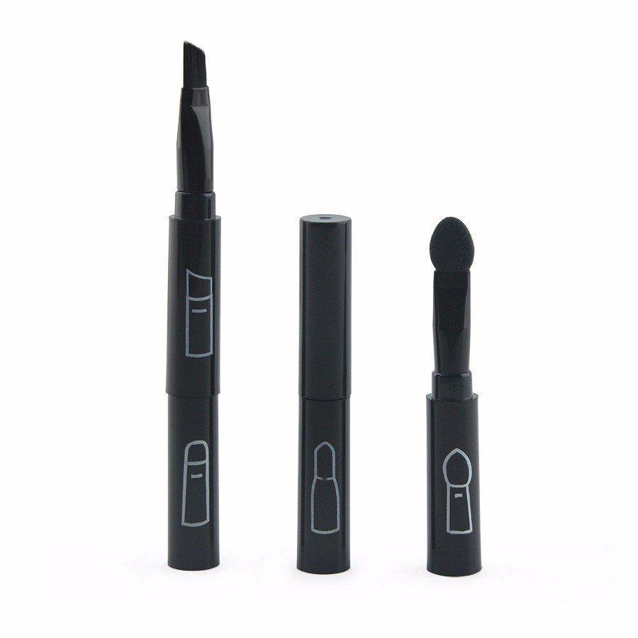 4 In 1 Black Eye Makeup Brushes Kit Eyebrow Lip Shaving Sponge Eyeshadow Brush Cosmetic Tool - MRSLM