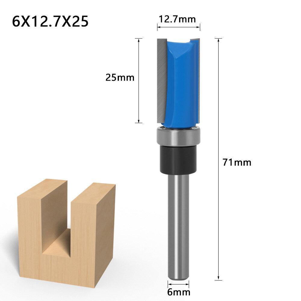 1/4inch/6mm Shank Flush Trim Router Bit Pattern Bit Top Bottom Bearing Blade Template Wood Milling Cutter Carpenter - MRSLM