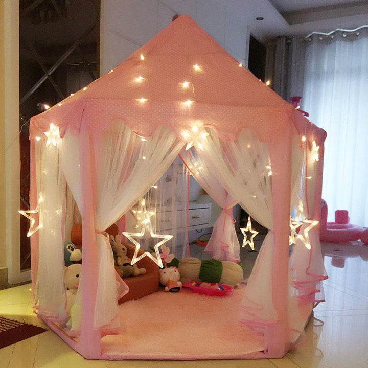 Pink Girls Castle Play Tent Princess Playhouse Children Kids Indoor Toys - MRSLM