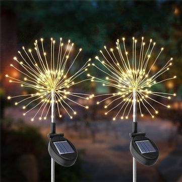 2PCS Solar Powered 105LED Starburst Fireworks Fairy String Landscape Light Christmas Outdoor Decor - MRSLM