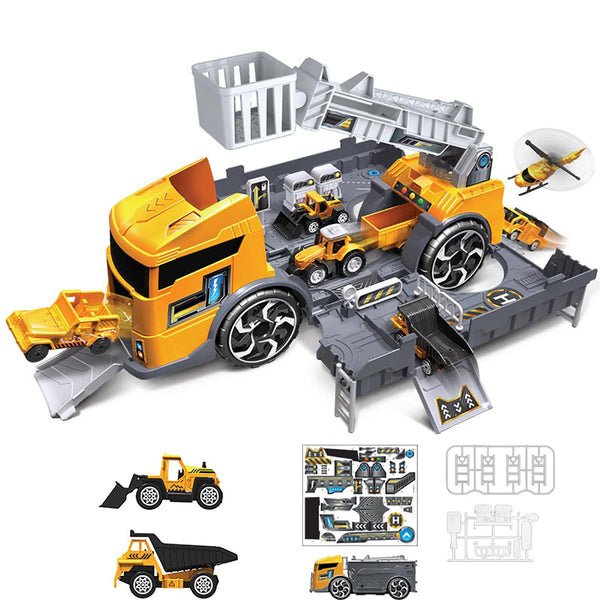 Children's Simulation Diecast Engineering Vehicle Model Set Deformation Storage Parking Lot Educational Toys - MRSLM