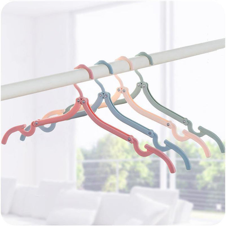 Folding Travel Hanger Portable Travel Clothes Brace Household Windproof Clothes Hanger Non-slip Clothes Hanger Plastic Cloth Hanger - MRSLM