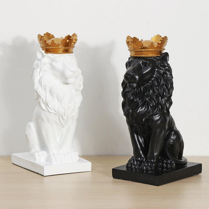 Nordic Style Crown Lion Statue Handicraft Decorations for Home Office Hotel Desk - MRSLM