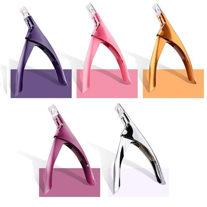 Professional Nail Art Clipper U word False Tips Edge Cutters Manicure Colorful Stainless Steel Nail Art Tools - MRSLM
