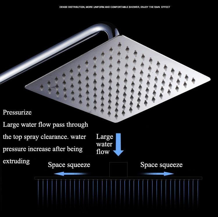 8 Inch Stainless Steel Bathroom Square Silver Pressurize Rainfall Shower Head Chrome Finish - MRSLM