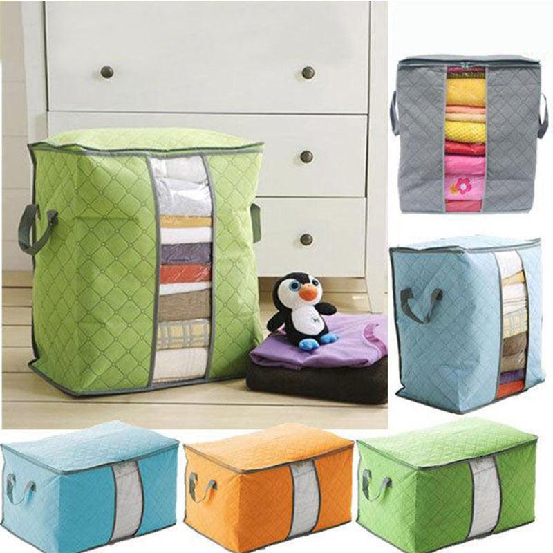 High Capacity Clothes Quilts Storage Bag Folding Organizer Bags Bamboo Portable Storage Container - MRSLM