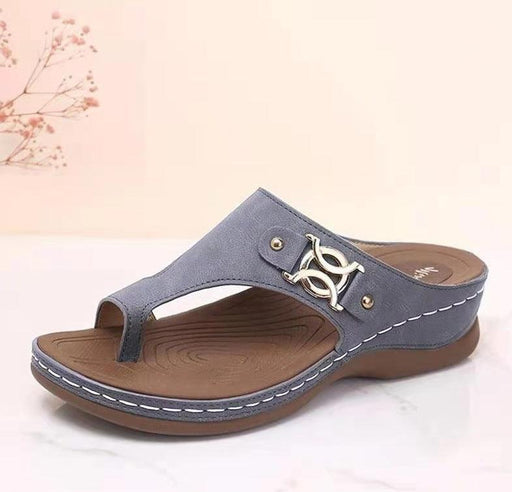 Women's large size wedge heel flip flop sandals, view 3 - MRSLM