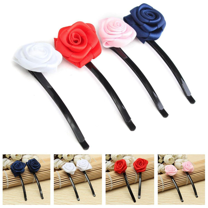 6pcs Rose Flowers Hair Pins Grips Clips Accessories for Wedding Party - MRSLM