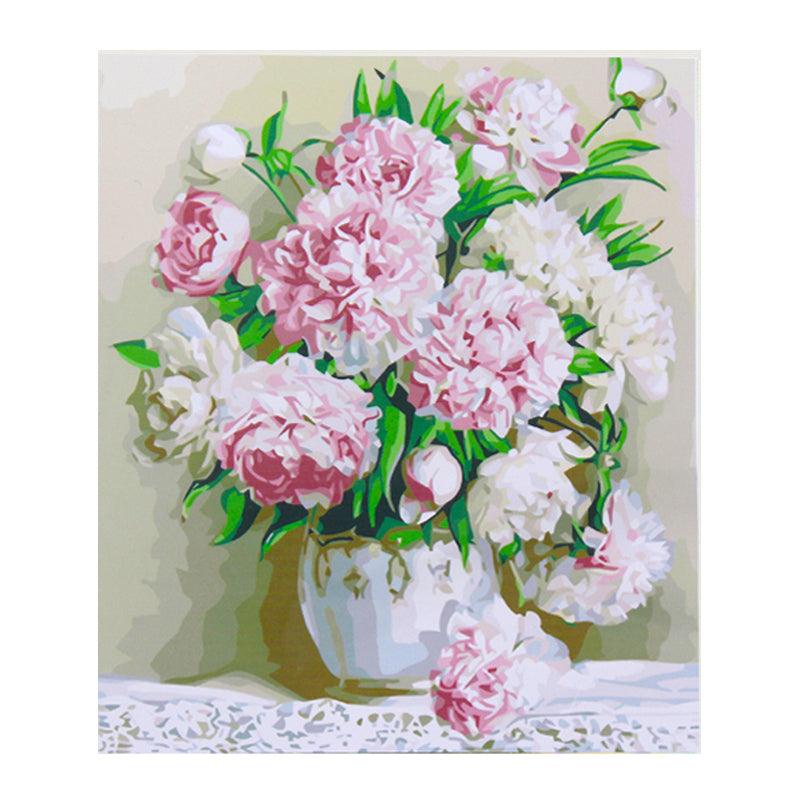 Oil Painting By Number Kit Peony Flower Painting DIY Acrylic Pigment Painting By Numbers Set Hand Craft Art Supplies Home Office Decor - MRSLM