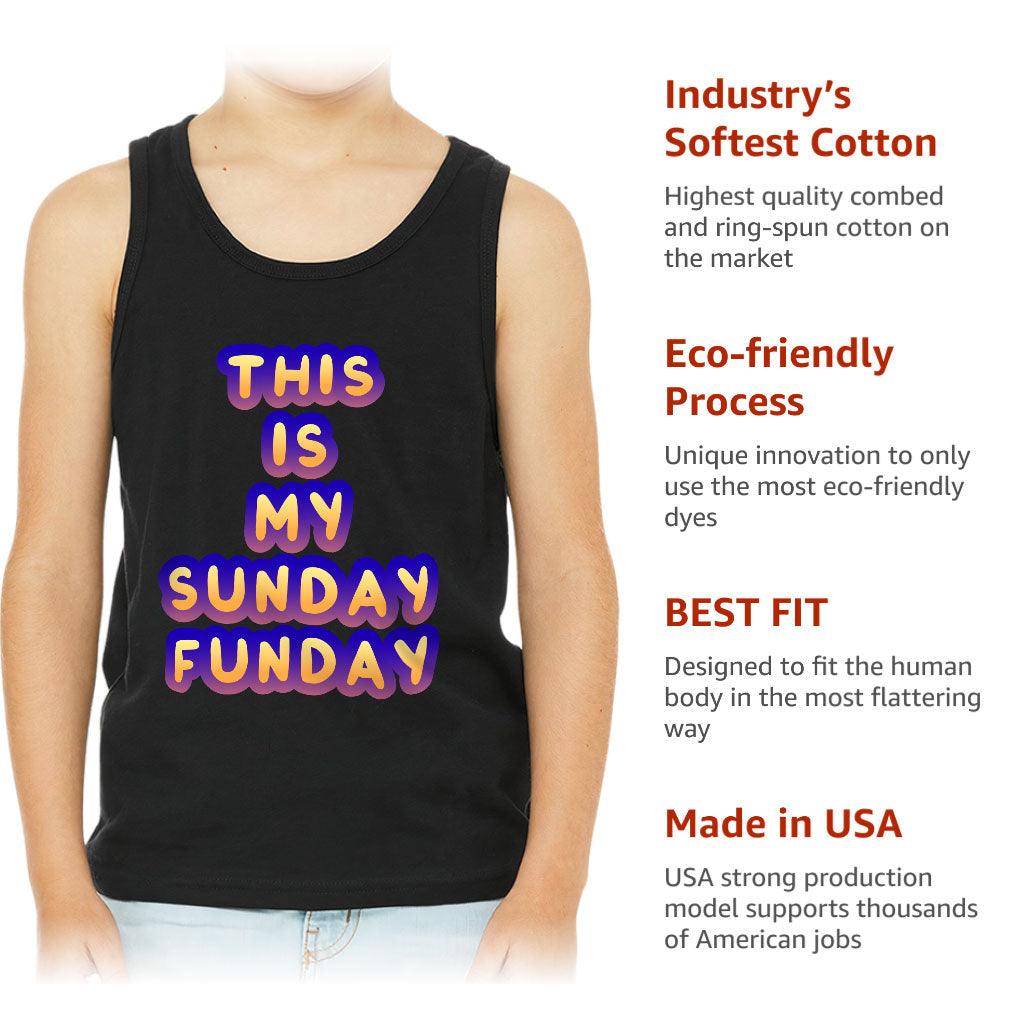 Sunday Funday Kids' Jersey Tank - Cute Design Sleeveless T-Shirt - Graphic Kids' Tank Top - MRSLM