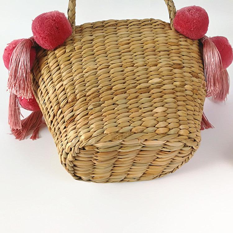 DIY Embroidered Straw Bag Hair Ball New Alphabet Women's Bag - MRSLM