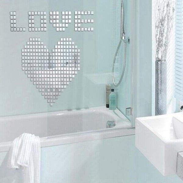 100Pcs Acrylic Art Modern 3D Mosaic Mirror DIY Wall Surface Sticker Art Decal Home Room Decor - MRSLM