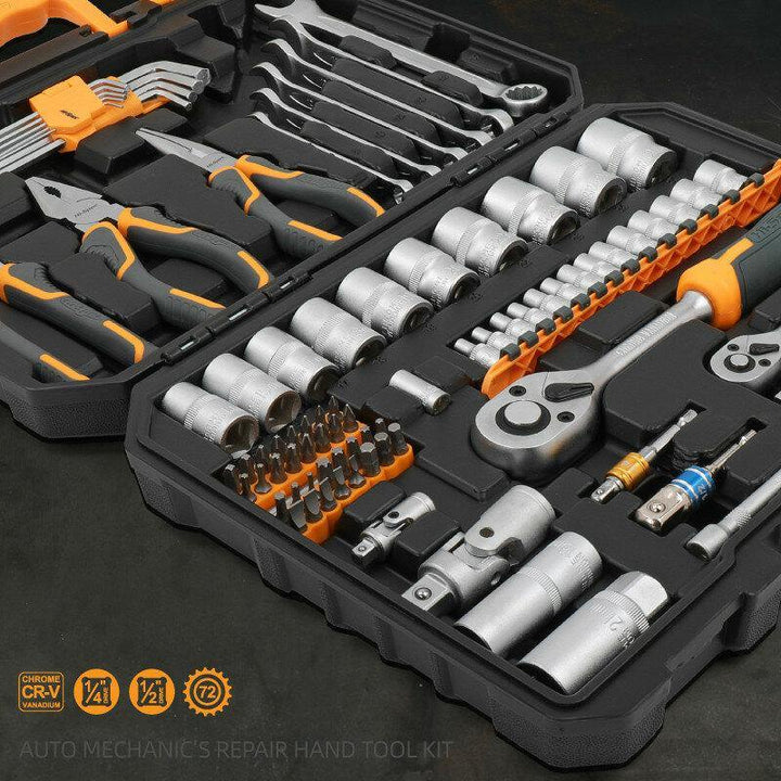 Hi-Spec 89pcs Mechanic's Hand Tool Kit Set Tools for Auto 1/2 1/4 Professional Socket Wrench Combination Tool Set with Toolbox - MRSLM