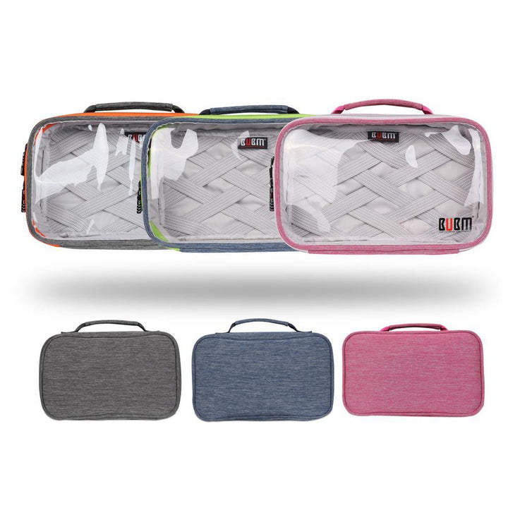BUBM TTR Multi-functional Portable Transparent Electronics Accessories Organizer Travel Cosmetics Carrying Case Wash Supplies Storage Bag - MRSLM