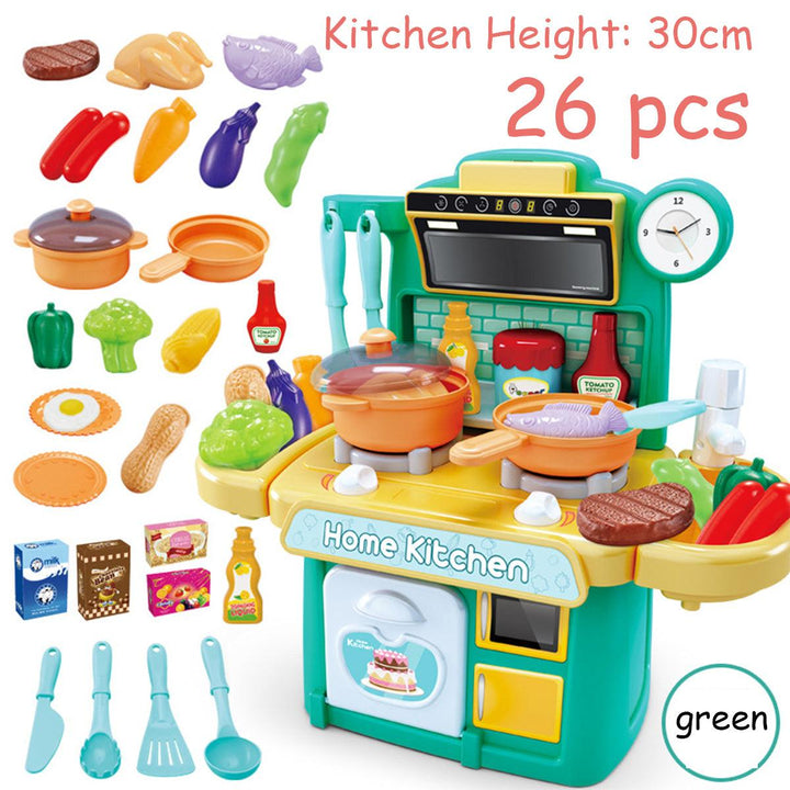 Kitchen Playset Play Kids Pretend Play Toy Toddler Kitchenware Cooking Set Toys - MRSLM
