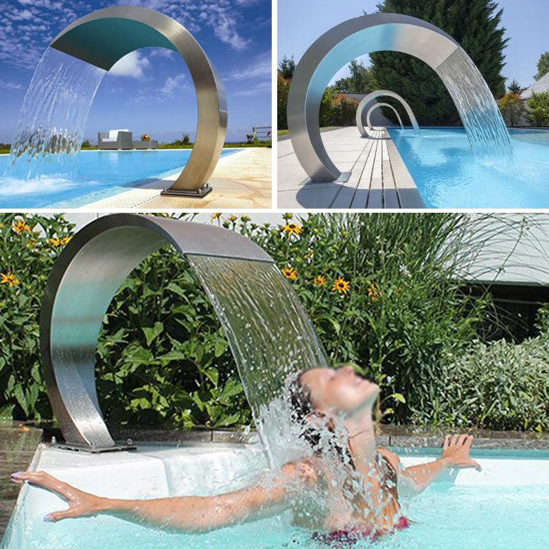 40×20cm Stainless Steel Pool Accent Fountain Pond Garden Swimming Pool Waterfall Feature Faucet - MRSLM