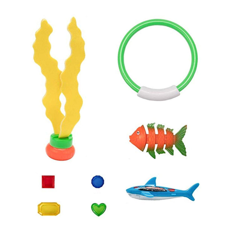 Portable Diving Toys Set Diving Torpedo Rocket Fish Sticks Shark Shape Toys Kids Water Play Toys Gift - MRSLM