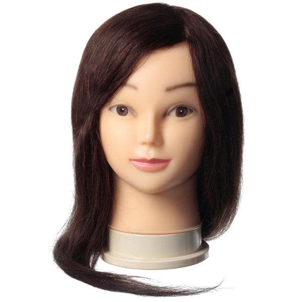 18 inch Long Real Human Hair Practice Models Hairdressing Training Head with Clamp - MRSLM