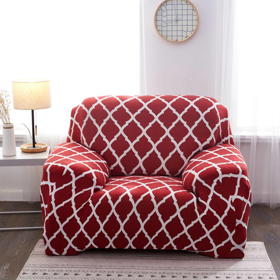 1/2/3/4 Seater Red Elastic Sofa Chair Covers Slipcover Settee Stretch Floral Couch Protector - MRSLM