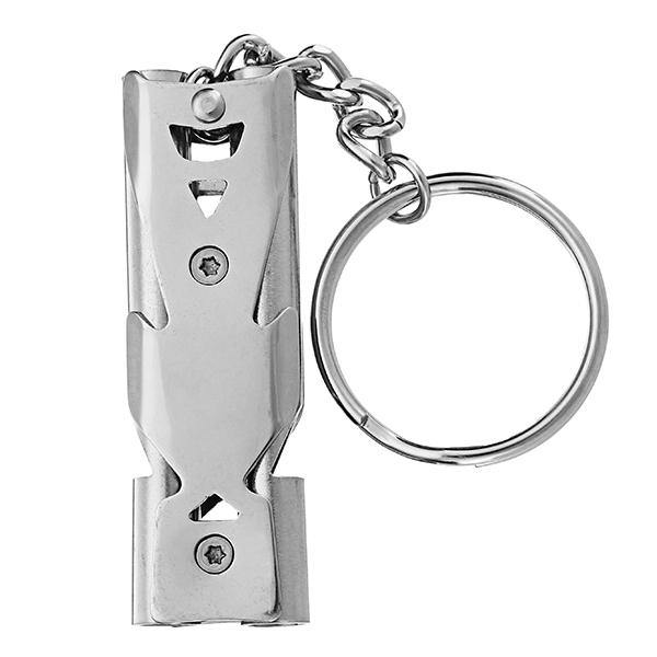 Double Pipe High Decibel Stainless Steel Outdoor Emergency Survival Whistle Keychain Camping - MRSLM