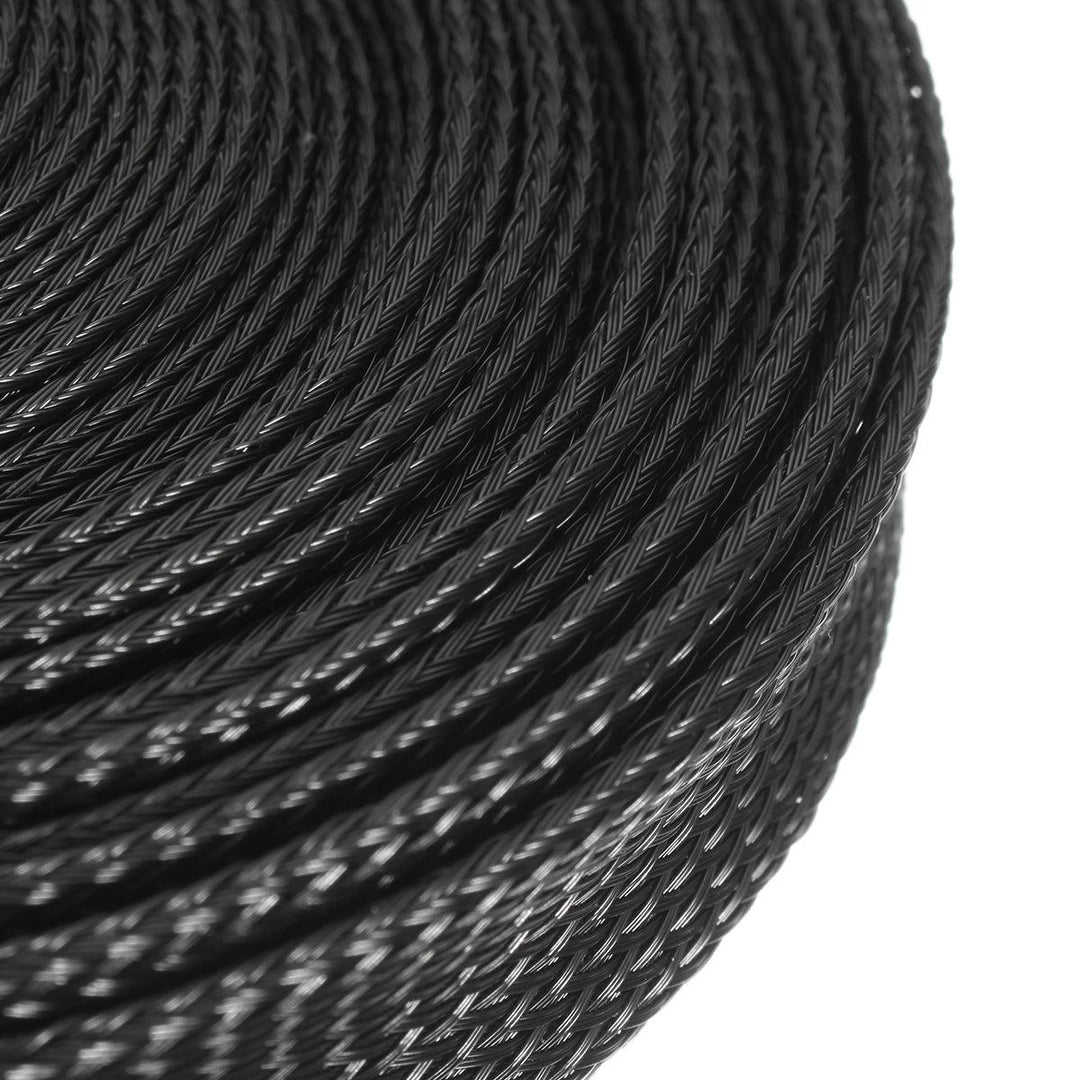 6m 8mm/10mm/12mm/15mm/20mm Wire Cable Sheathing Expandable Sleeving Braided Loom Tubing Black - MRSLM