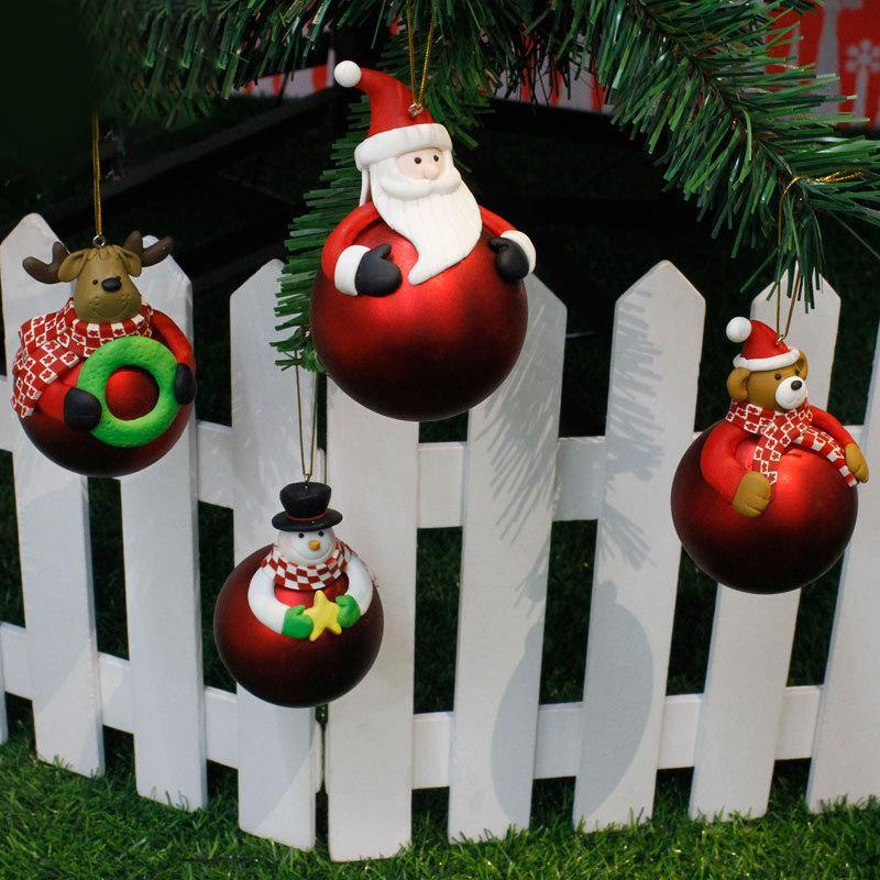 Christmas Ball Christmas Tree Cartoon Decorative Pendant Creative Christmas Decorations Soft Clay Christmas Ball - MRSLM