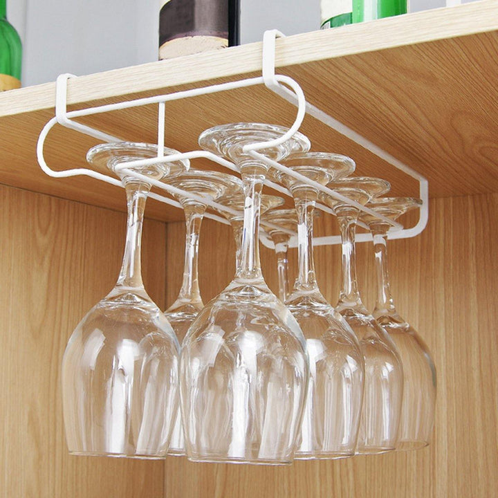 White Metal Fresh Bar Champagne Wine Glass Holder Rack Storage Cabinet Hanging - MRSLM