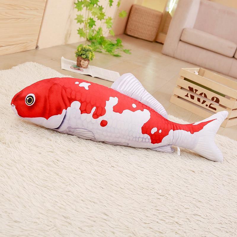 KC Taisho Showa Red White Gibel Carp Golden Koi Fish Stuffed Plush Toy Cotton Goldfish Cushion - MRSLM